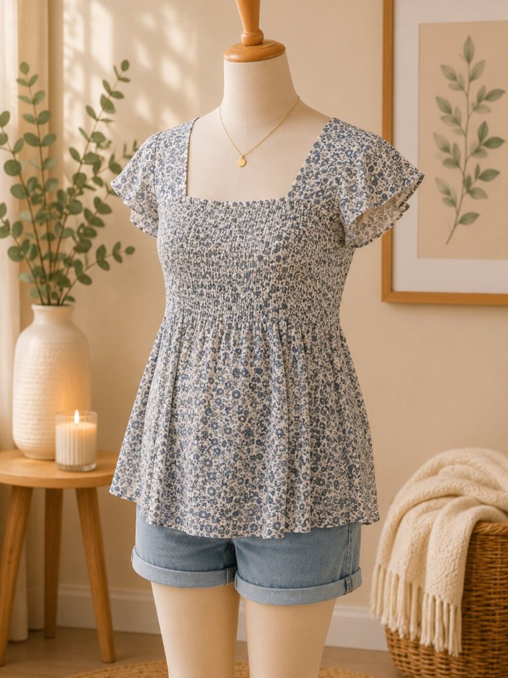 Motherhood Maternity Smocked Floral Blouse - Size S